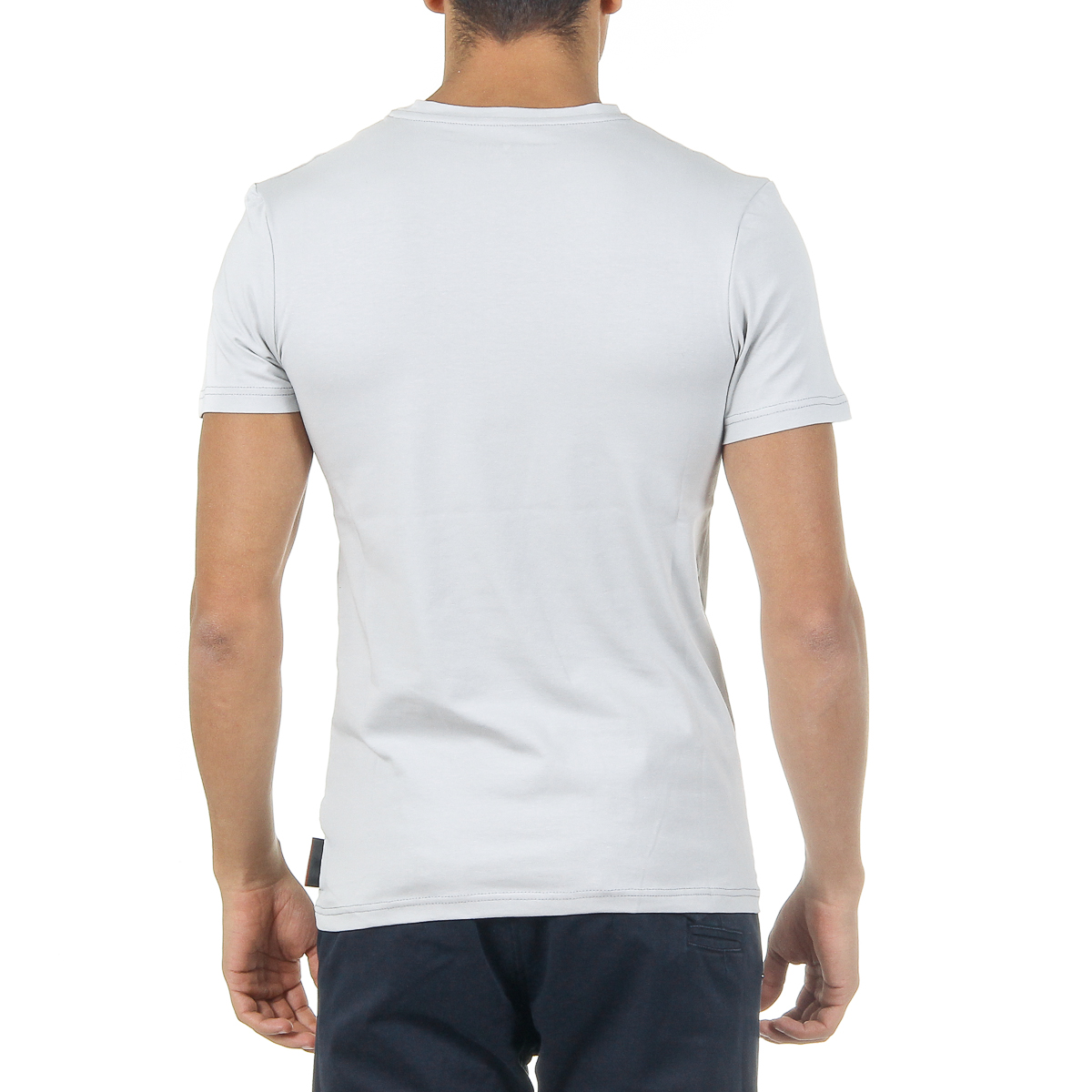 Andrew Charles T-shirt da uomo a maniche corte con scollo rotondo grigio chiaro KEITA