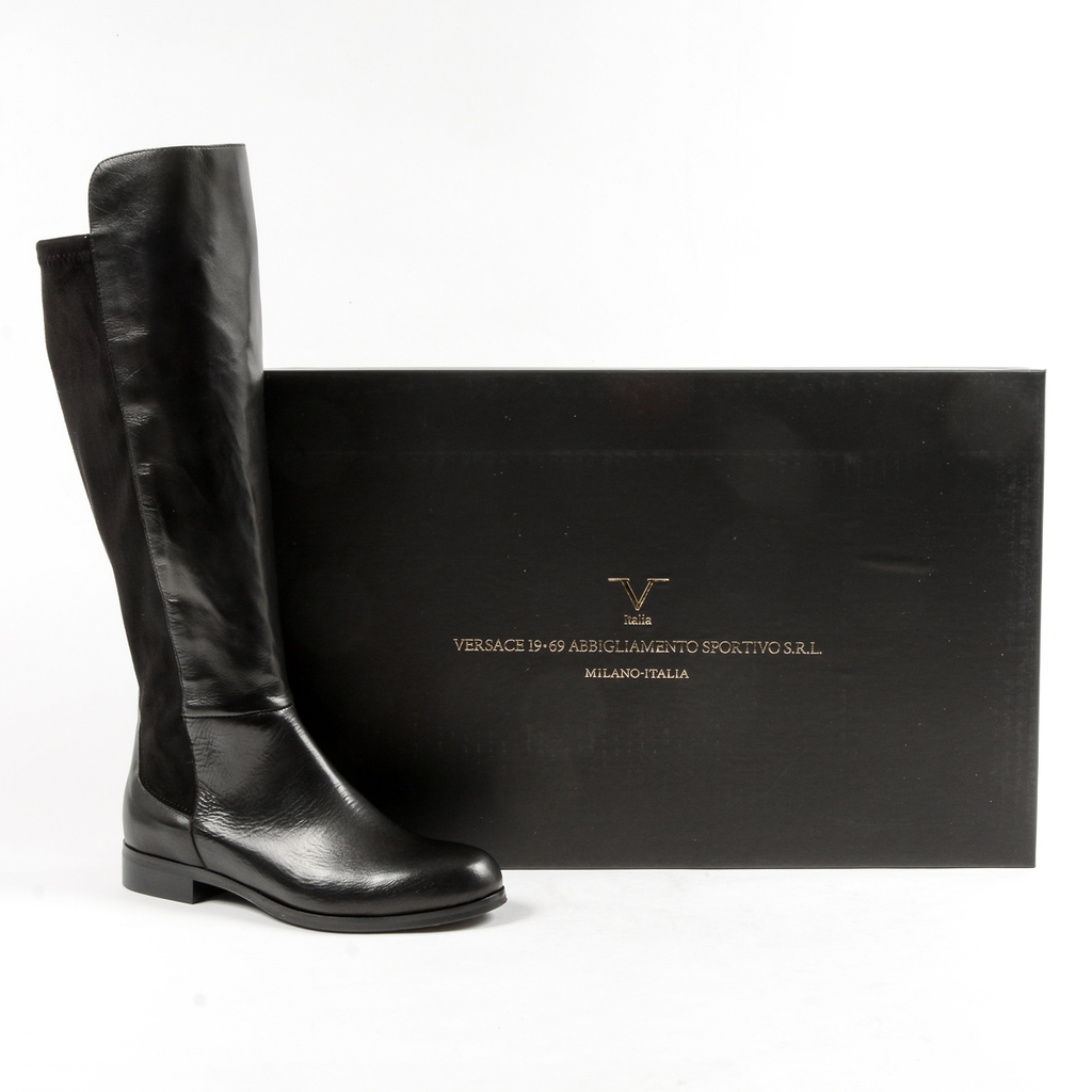 V 1969 Italia Stivale alto da donna nero UVA