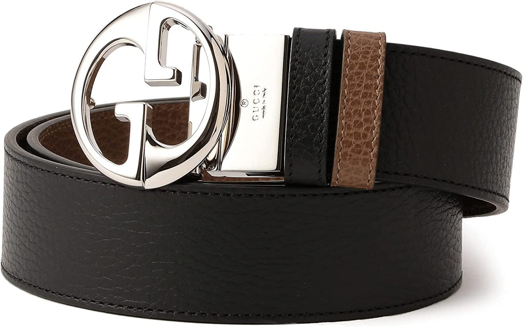 Cintura reversibile Gucci da uomo in pelle nera marrone chiaro