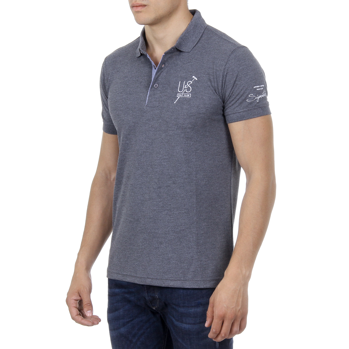 Polo da uomo a maniche corte Ufford & Suffolk Polo Club US026 ANTRACITE