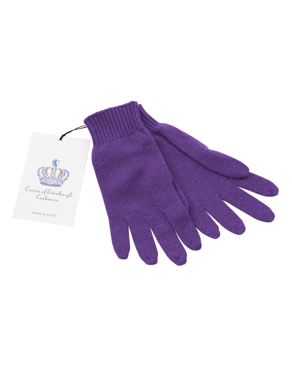 Guanti corti da donna in cashmere Crown of Edinburgh COE 001 VIOLA SCURO