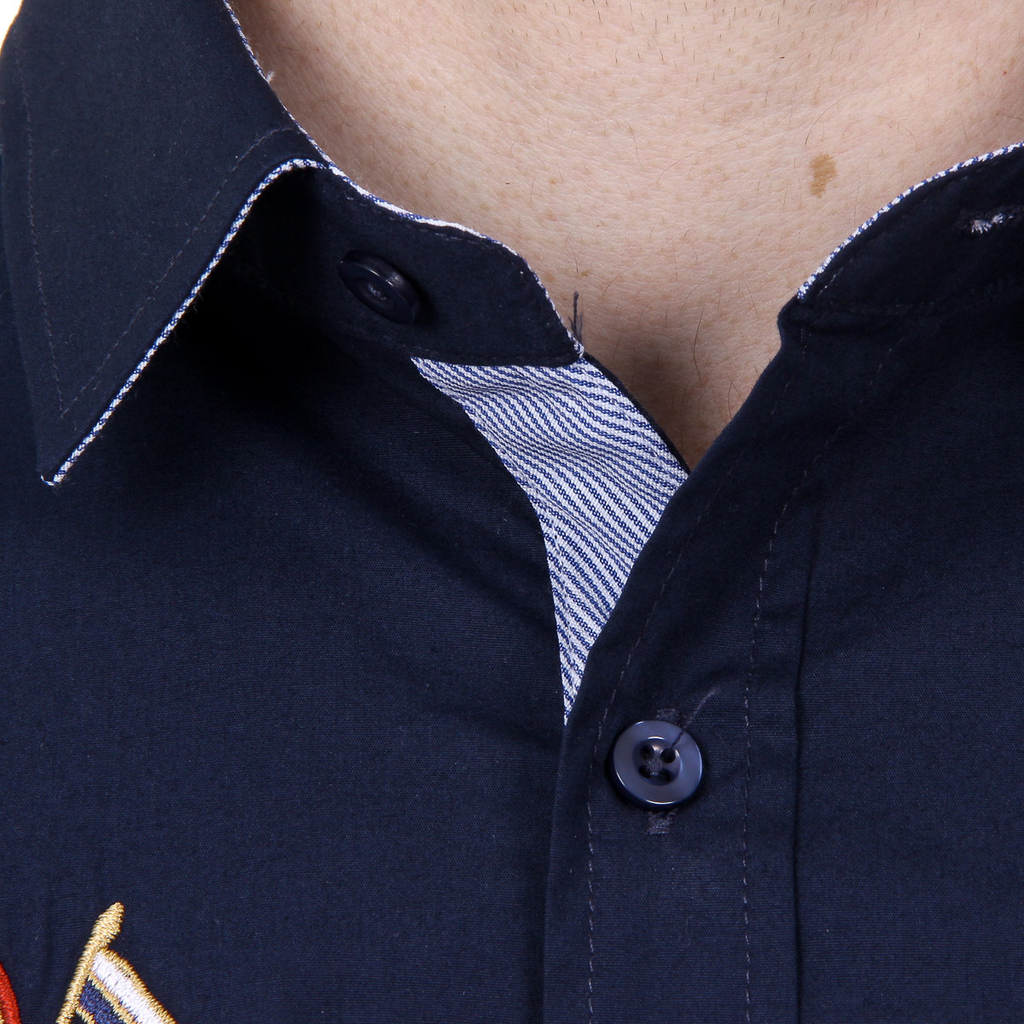 Camicia da uomo a maniche lunghe Ufford & Suffolk Polo Club US010 BLU NAVY