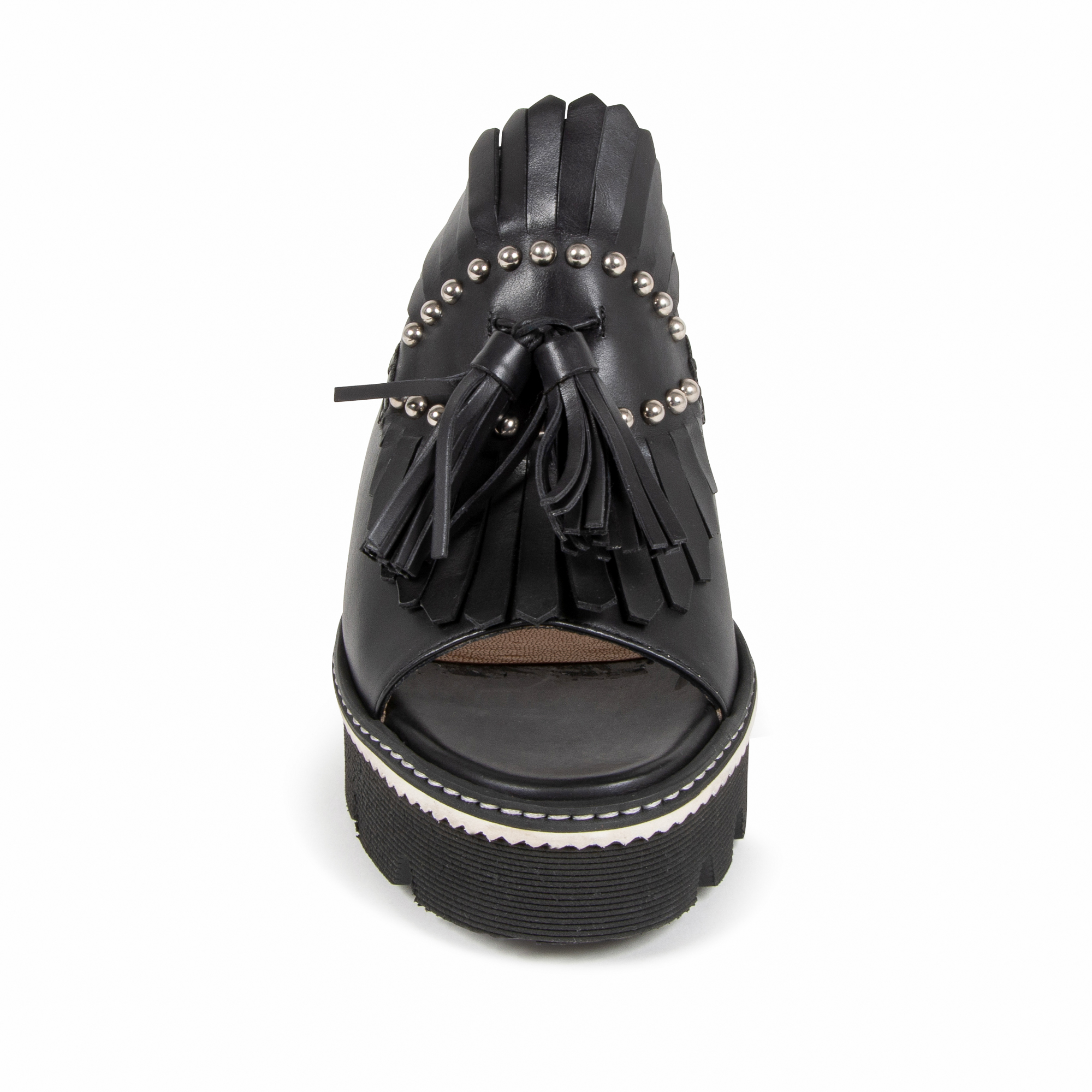 V1969 Italia Sandalo con zeppa da donna Nero B3037DO VIT PERGAMENA NERO
