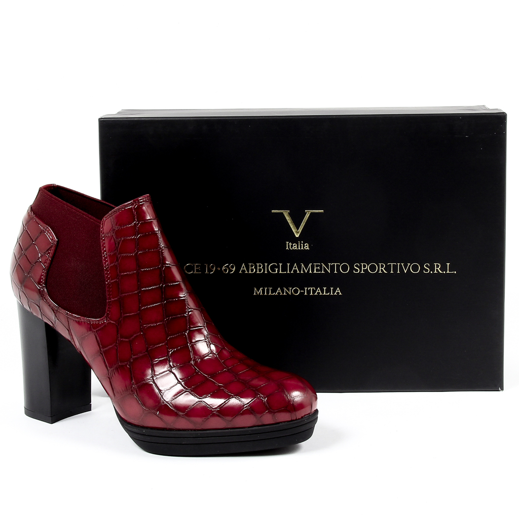 V 1969 Italia Stivaletto con tacco da donna Bordeaux GRACY