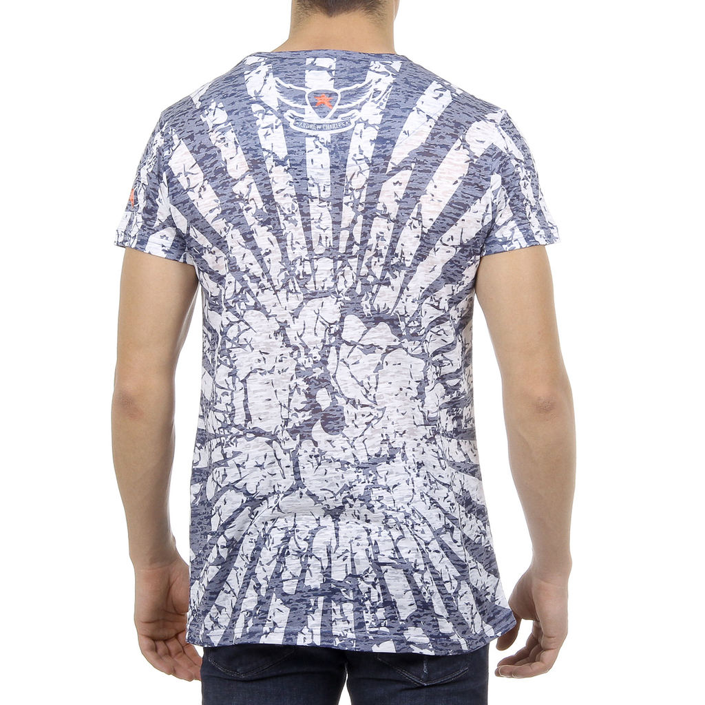 Andrew Charles T-shirt da uomo a maniche corte con scollo rotondo blu CALEB