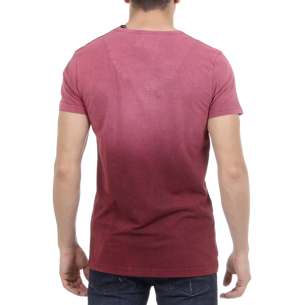 Andrew Charles T-shirt da uomo a maniche corte con scollo a V Bordeaux ELI