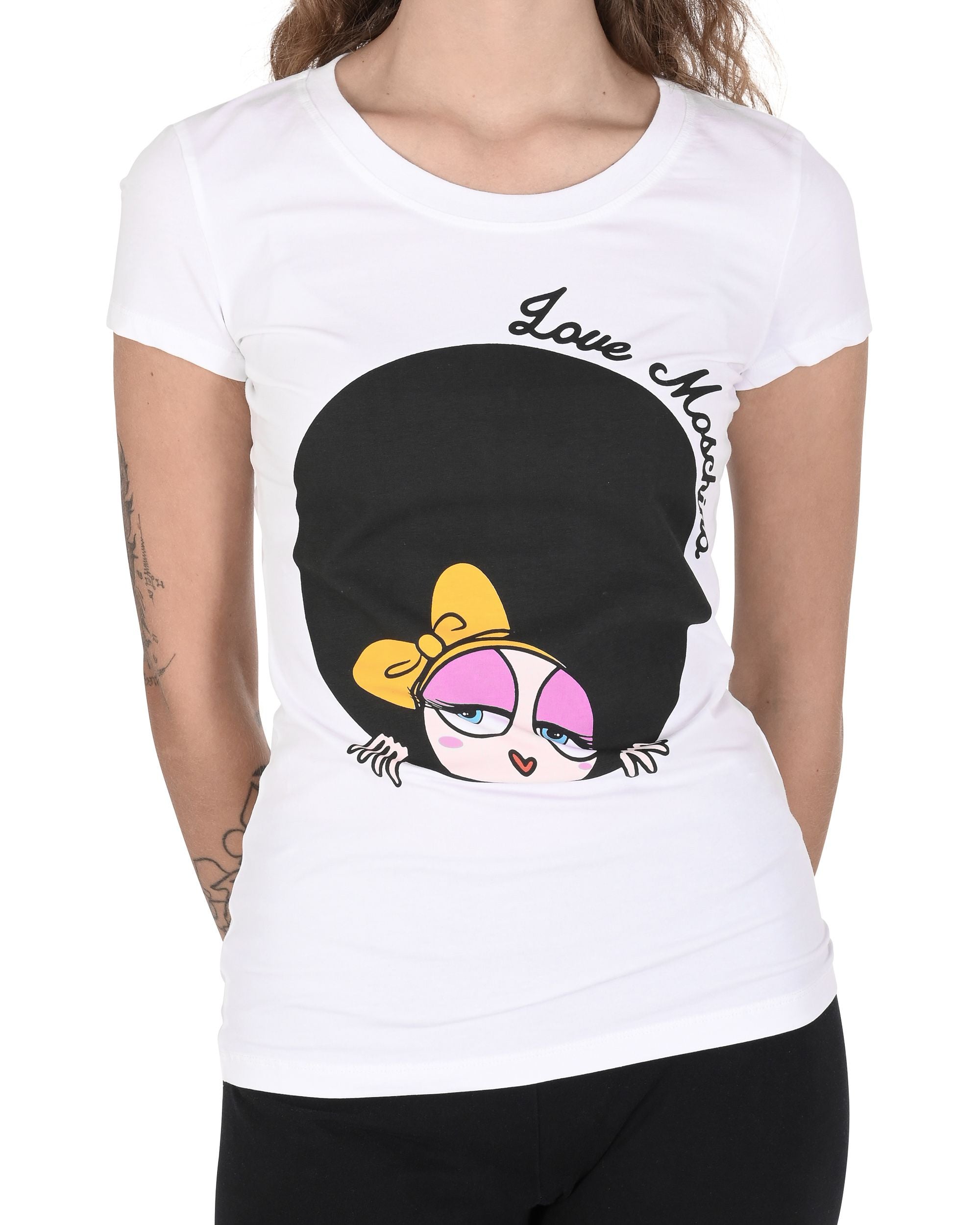 T-shirt da donna Love Moschino W 4 B19 4Z E 2065 A00 BIANCO OTTICO