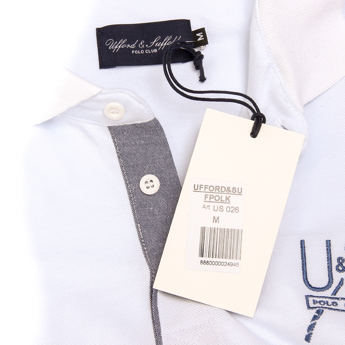 Polo da uomo a maniche corte Ufford & Suffolk Polo Club US026 BIANCO