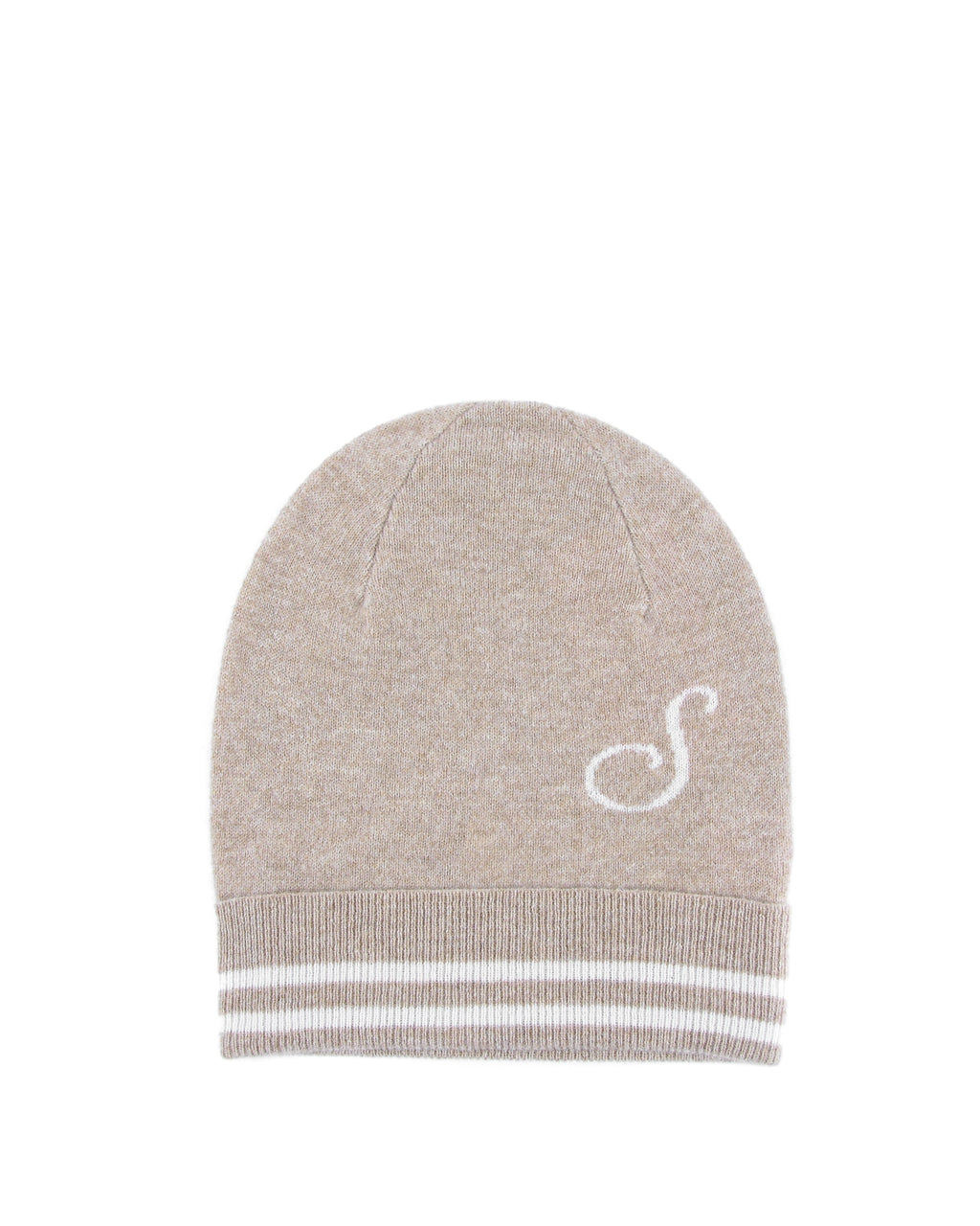 Berretto in cashmere con monogramma - Cammello