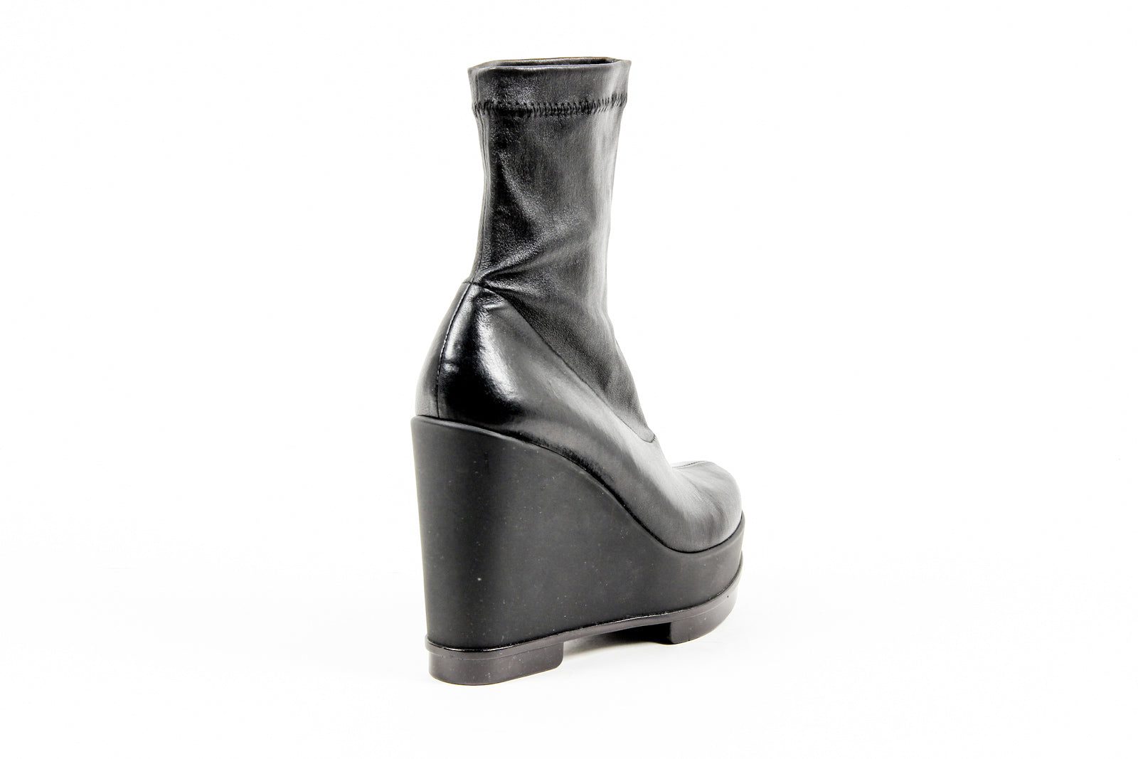 Robert Clergerie Paris Stivaletto corto con zeppa da donna SOUZIJ AGNEAU STRETCH NOIR DBL NR