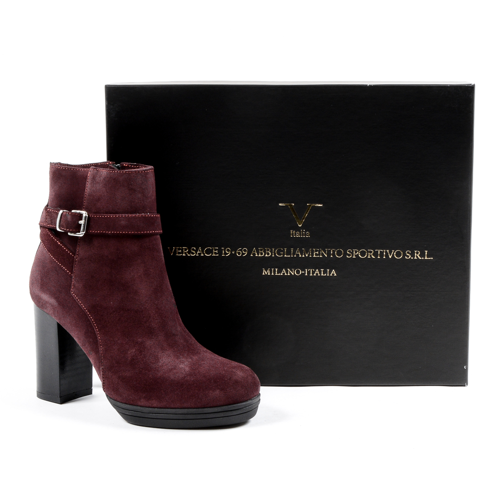 V 1969 Italia Stivaletto con tacco da donna Bordeaux SAMANTHA