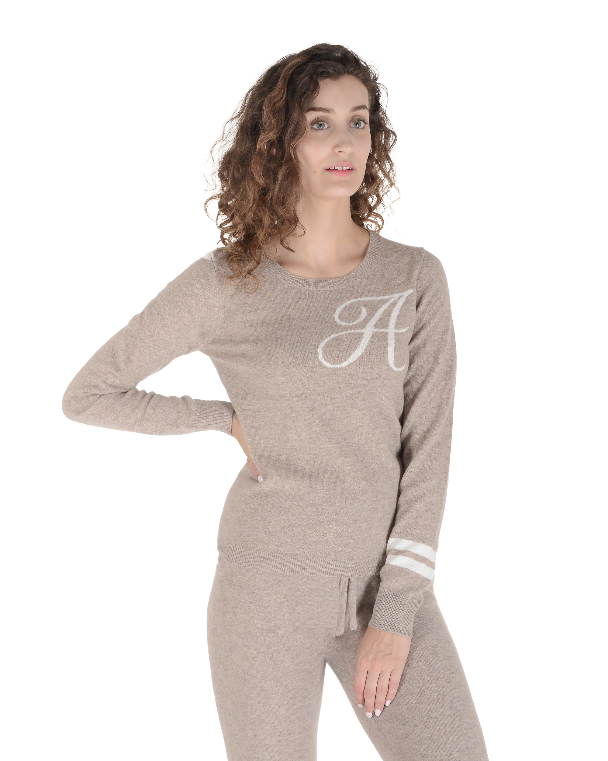 Maglione girocollo in cashmere - Cammello