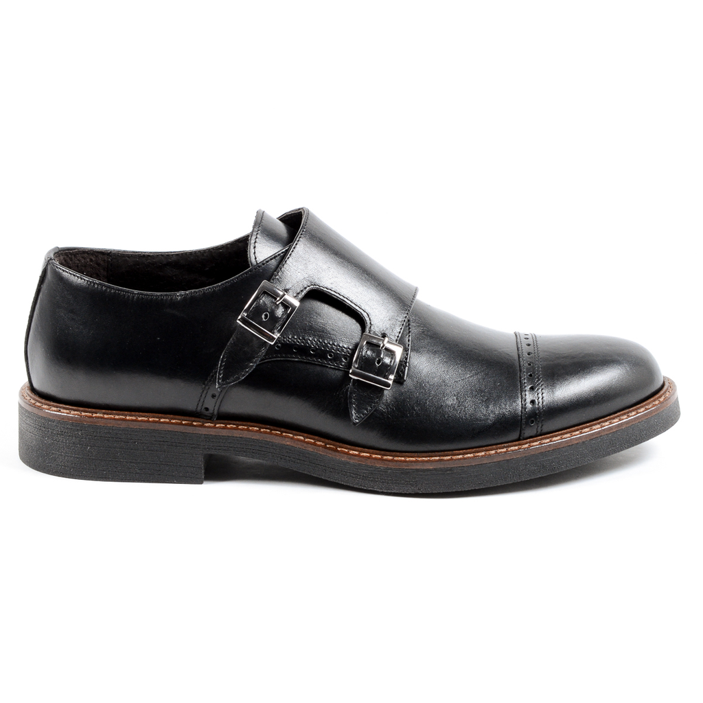 Andrew Charles Scarpe da uomo con cinturino Monk nere KURT