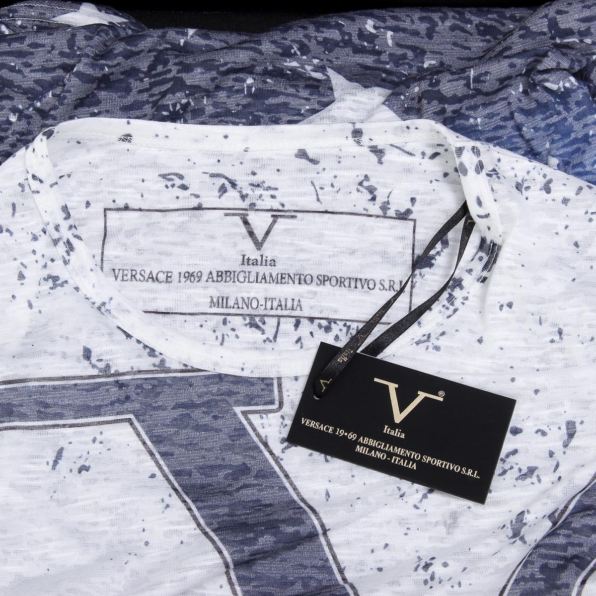 V 1969 Italia T-shirt da uomo a maniche corte con scollo tondo multicolore DAVID