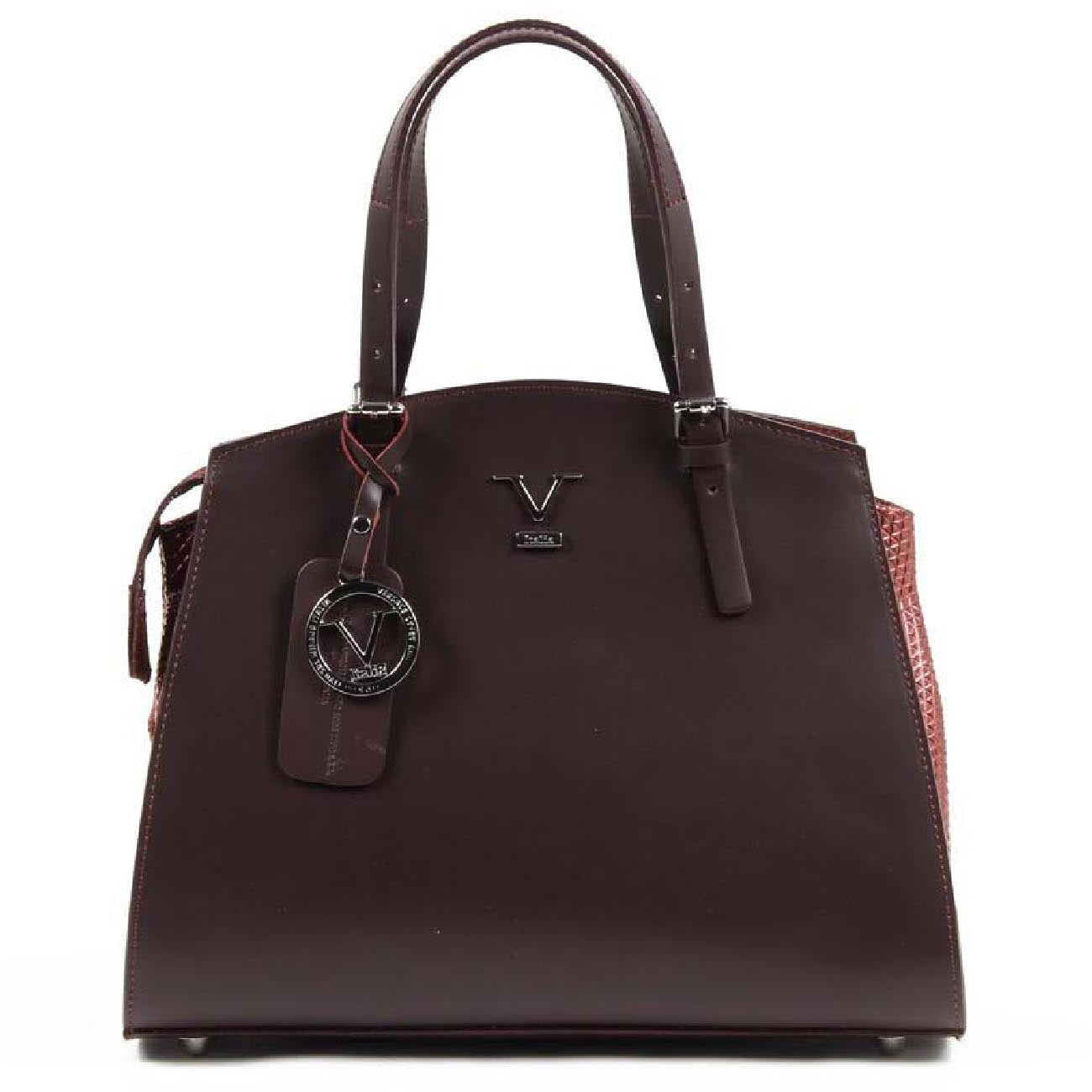 V 1969 Italia Womens Handbag V016-S RUGA STAMPATO BORDEAUX