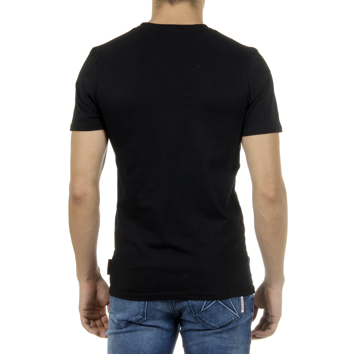 Andrew Charles T-shirt da uomo a maniche corte con scollo rotondo, nera KEITA