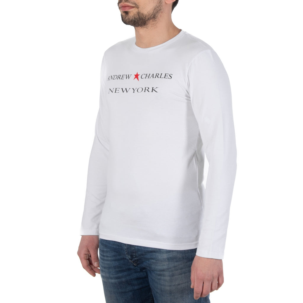 Andrew Charles By Andy Hilfiger T-shirt uomo LS TS160 031002 SELMA WHITE 003