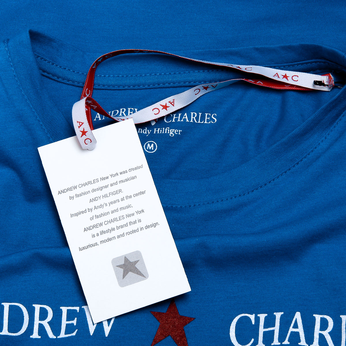 Andrew Charles Maglietta da donna a maniche corte con scollo rotondo blu TARANA