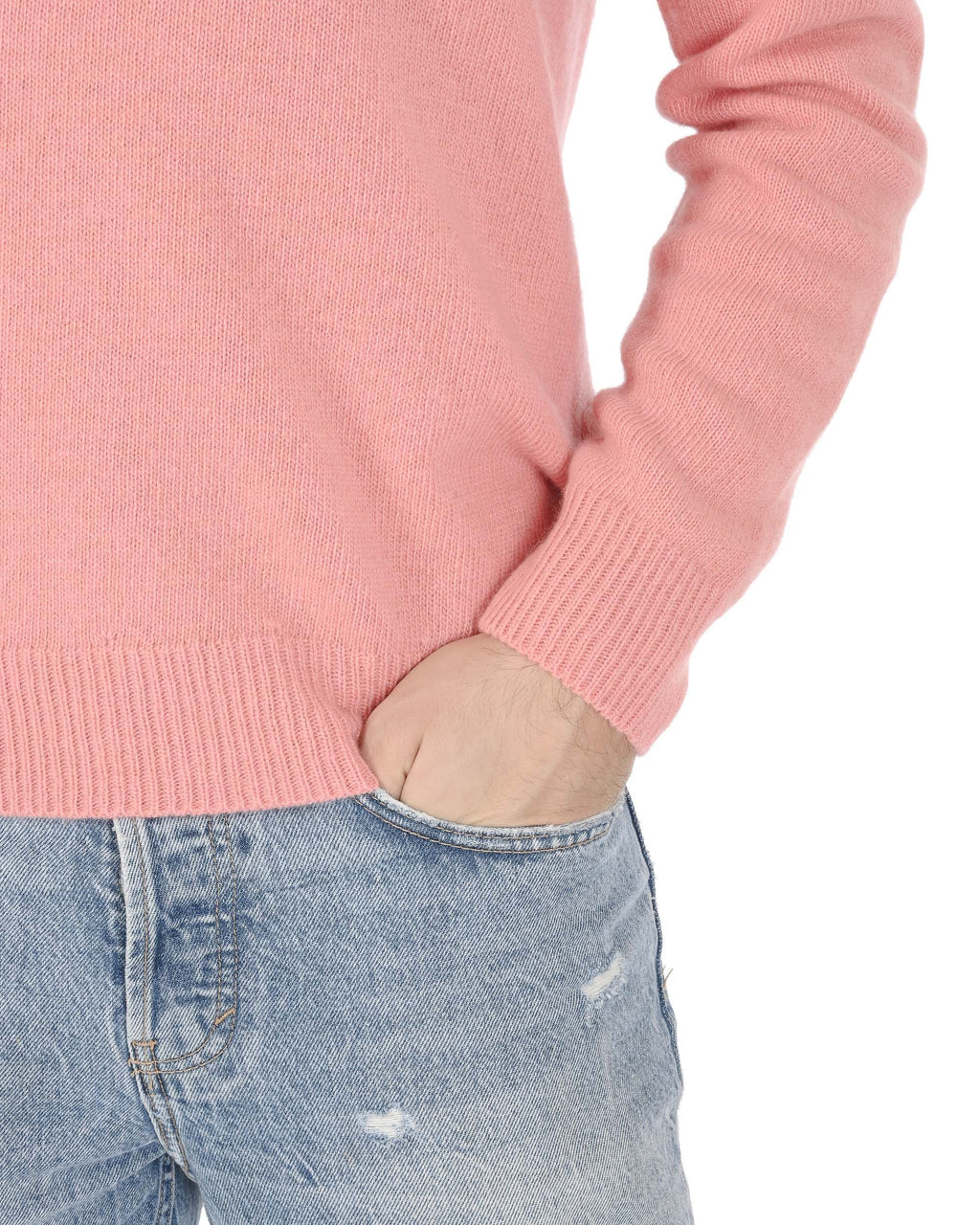 Maglione girocollo da uomo in cashmere Crown of Edinburgh COE 009 SALMONE