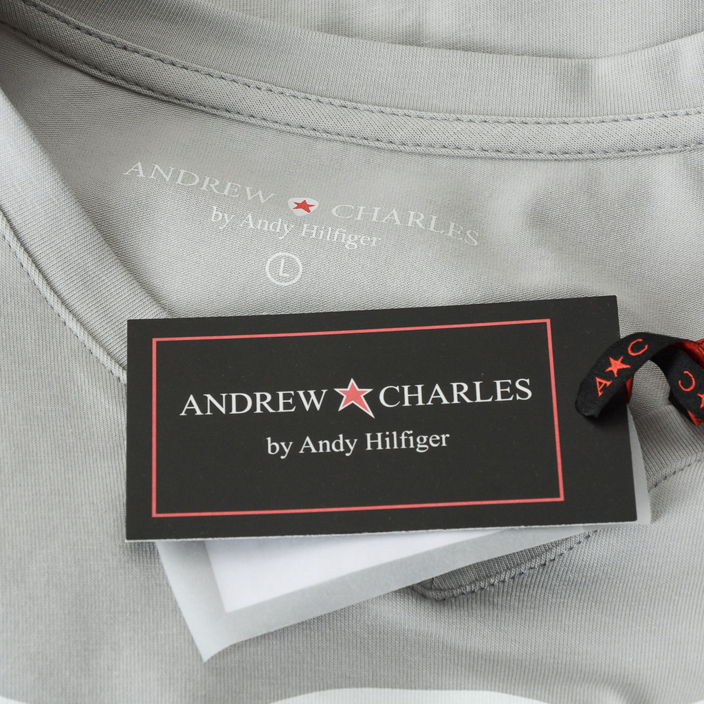 Andrew Charles T-shirt da uomo a maniche corte con scollo a V grigio chiaro KENAN