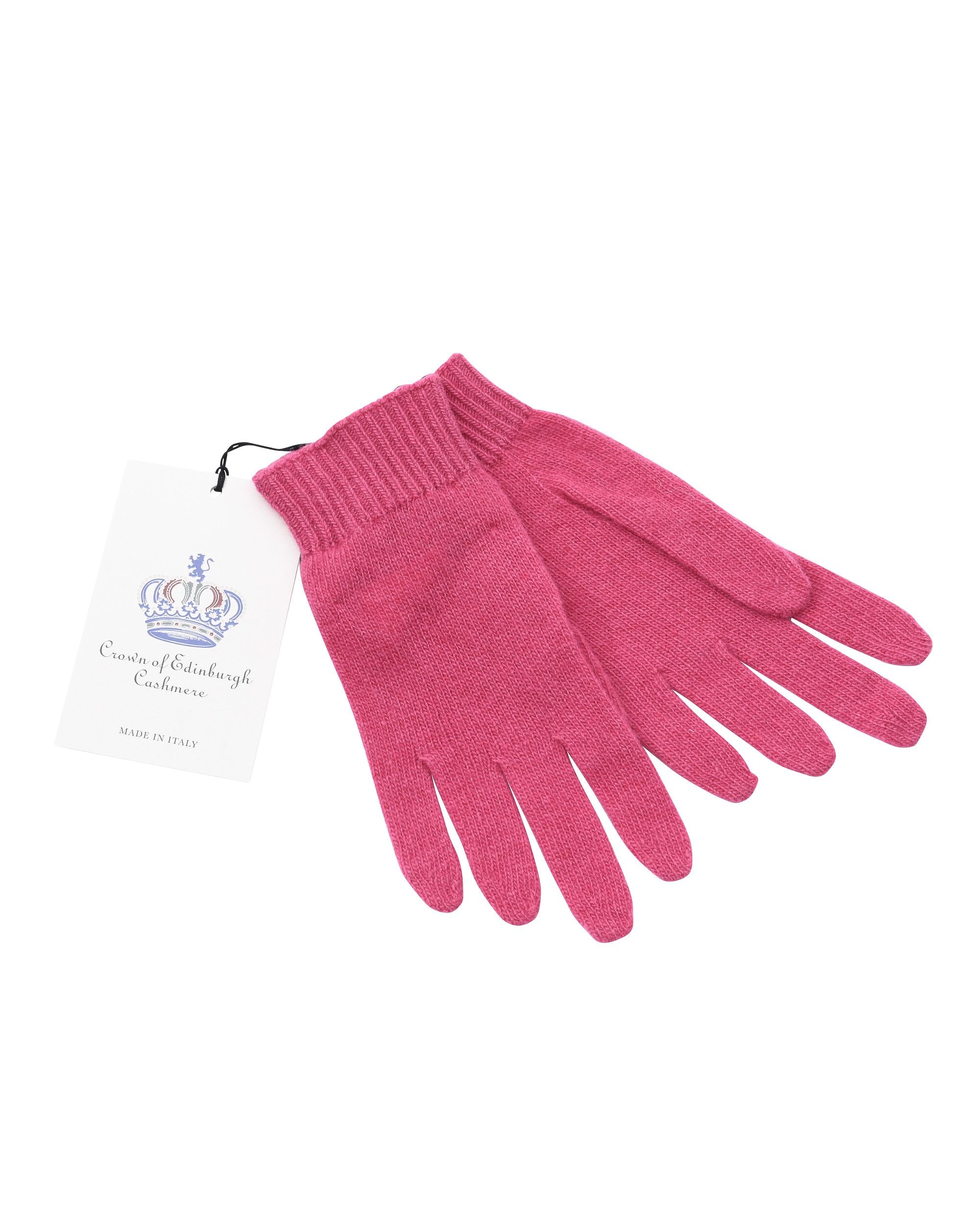 Guanti corti da donna in cashmere Crown of Edinburgh COE 001 FUSCHIA