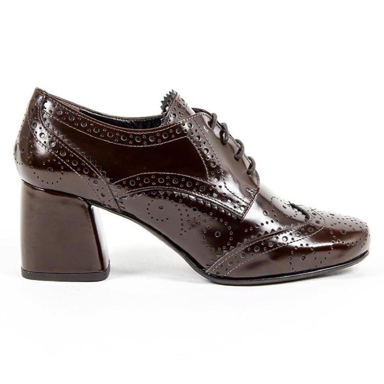 V 1969 Italia Scarpa brogue con tacco da donna B2460 AMALFI MORBIDO MARRONE