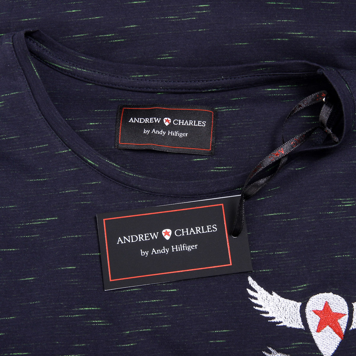 Andrew Charles T-shirt da uomo a maniche corte con scollo tondo blu scuro DYLAN