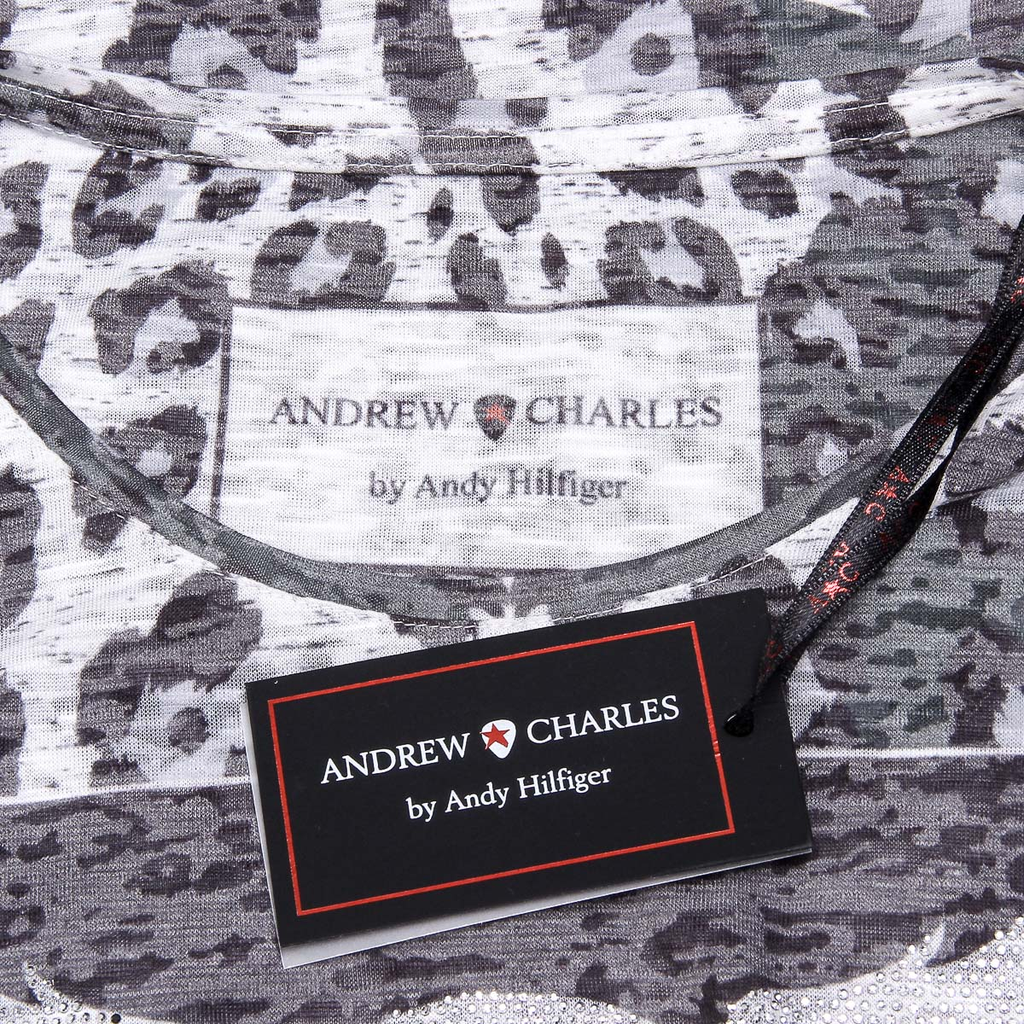 Andrew Charles T-shirt da donna a maniche corte con scollo tondo, nera MAYA
