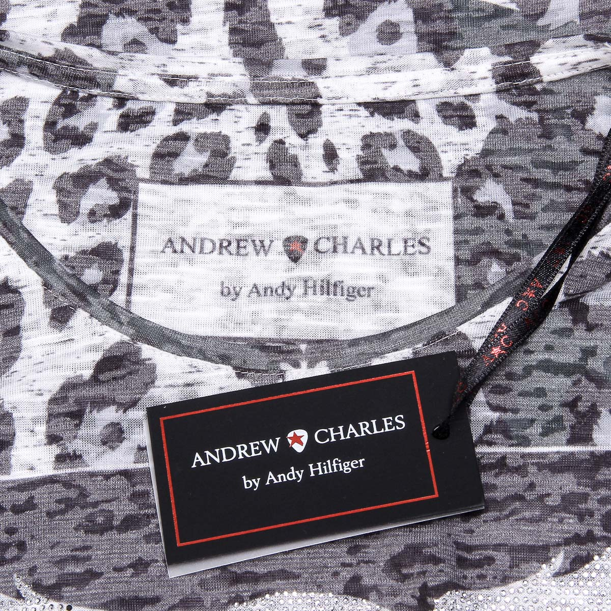 Andrew Charles T-shirt da donna a maniche corte con scollo tondo, nera MAYA