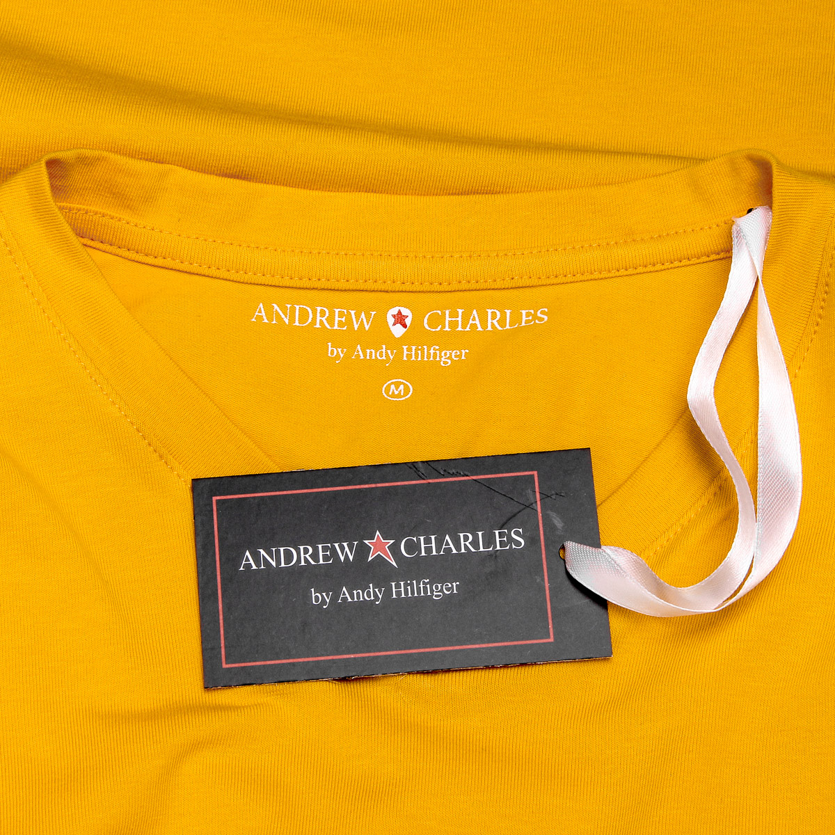 Andrew Charles Maglietta da uomo a maniche corte con scollo a V, gialla KENAN