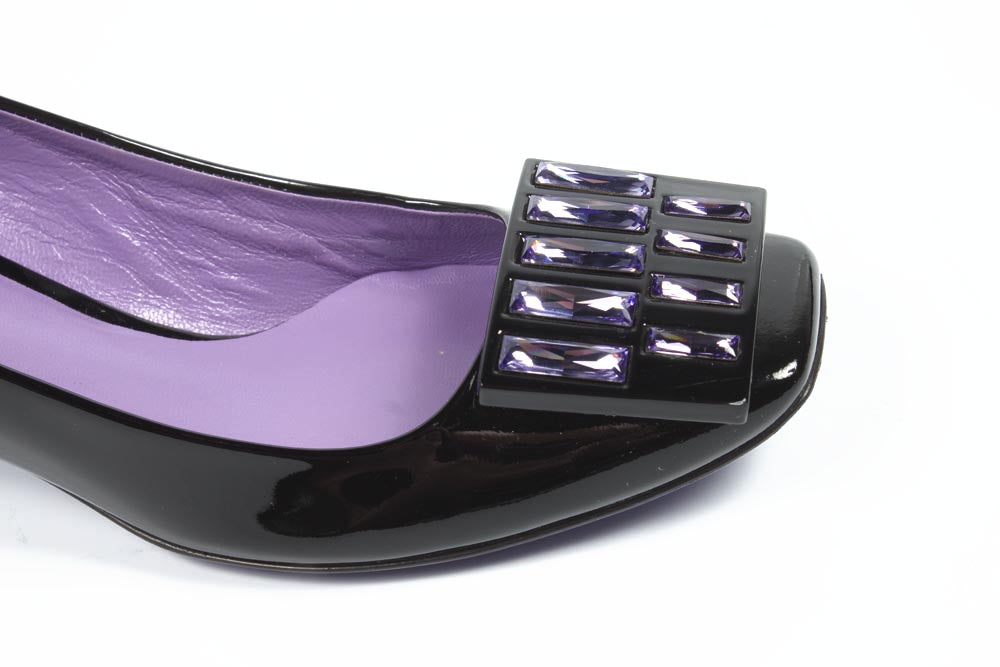 Ballerina da donna Sebastian Milano S3526VGP VERN NERA+STRASS VIOLETTO