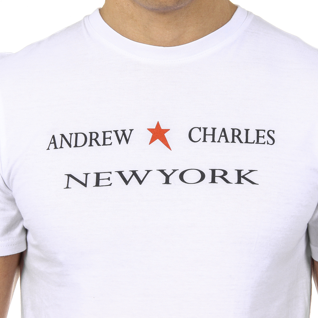 Andrew Charles T-shirt da uomo a maniche corte con scollo rotondo, bianca KEITA