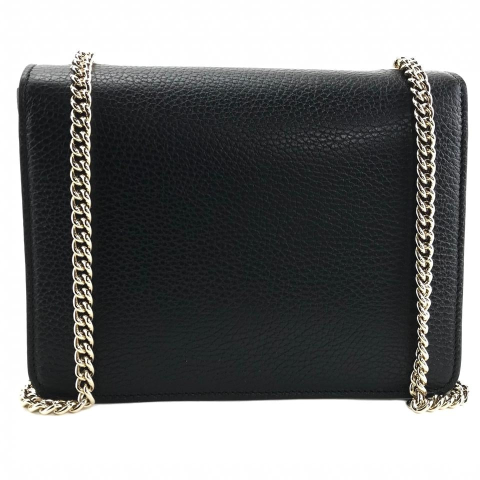 Borsa Gucci Interlocking in pelle con catena nera