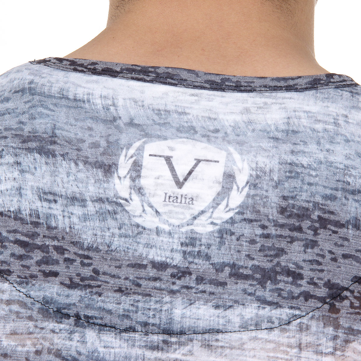 V 1969 Italia T-shirt da uomo a maniche corte con scollo tondo nera LOGAN