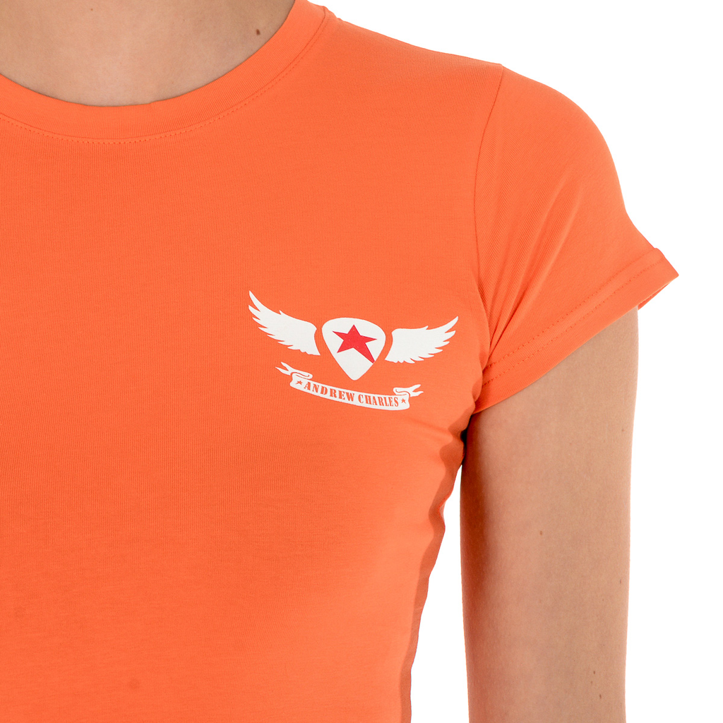 Andrew Charles T-shirt da donna a maniche corte con scollo tondo arancione TARANA