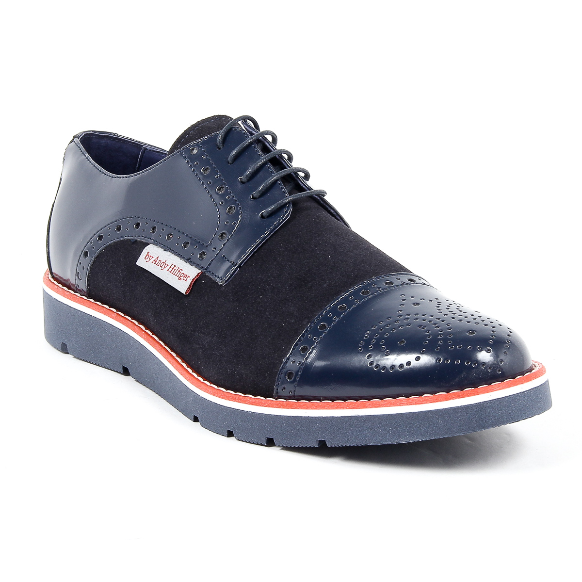 Scarpe Oxford brogue da uomo Andrew Charles 911 ABRASIVATO CAMOSCIO BLEU