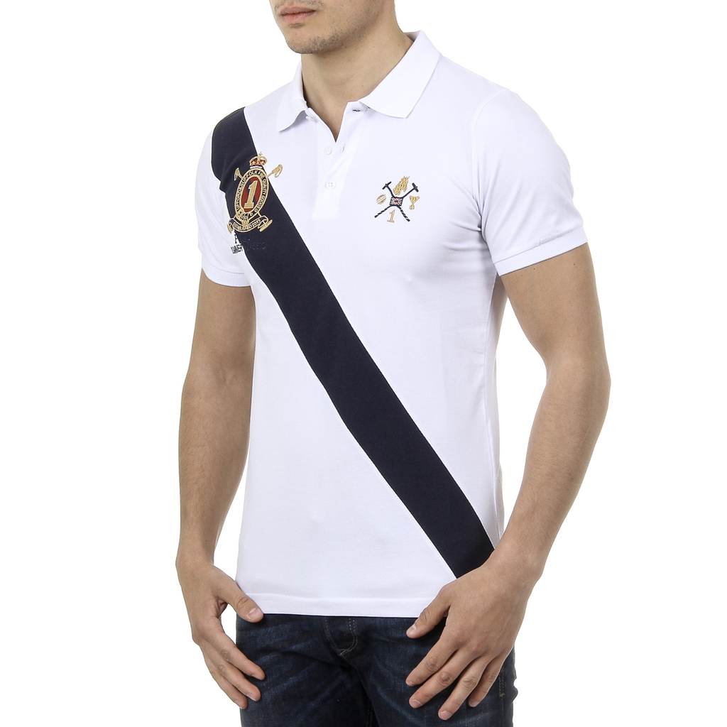 Polo da uomo a maniche corte Ufford & Suffolk Polo Club US004 BIANCO