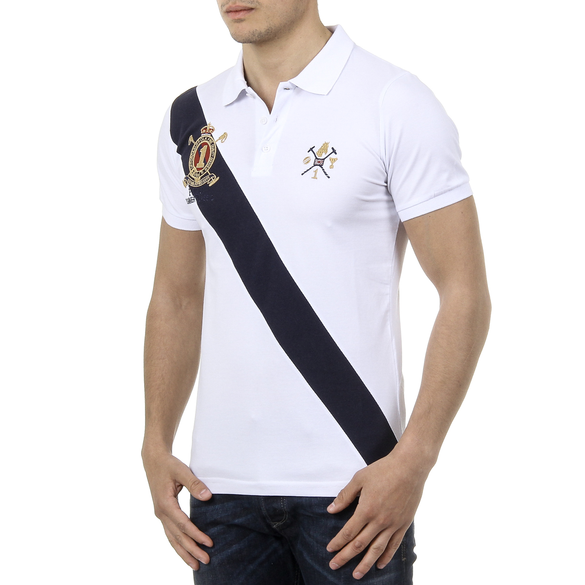 Polo da uomo a maniche corte Ufford & Suffolk Polo Club US004 BIANCO