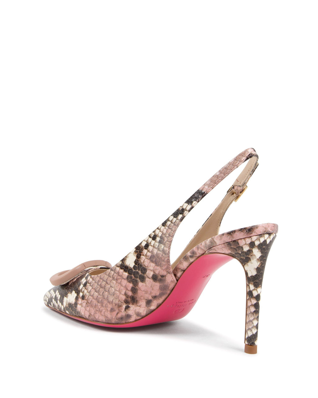Slingback con logo in pitone color carne