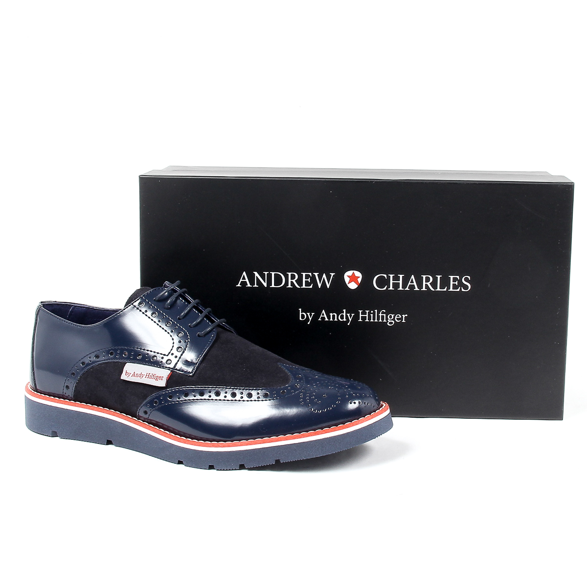 Scarpe Oxford brogue da uomo Andrew Charles 914 ABRASIVATO CAMOSCIO BLEU