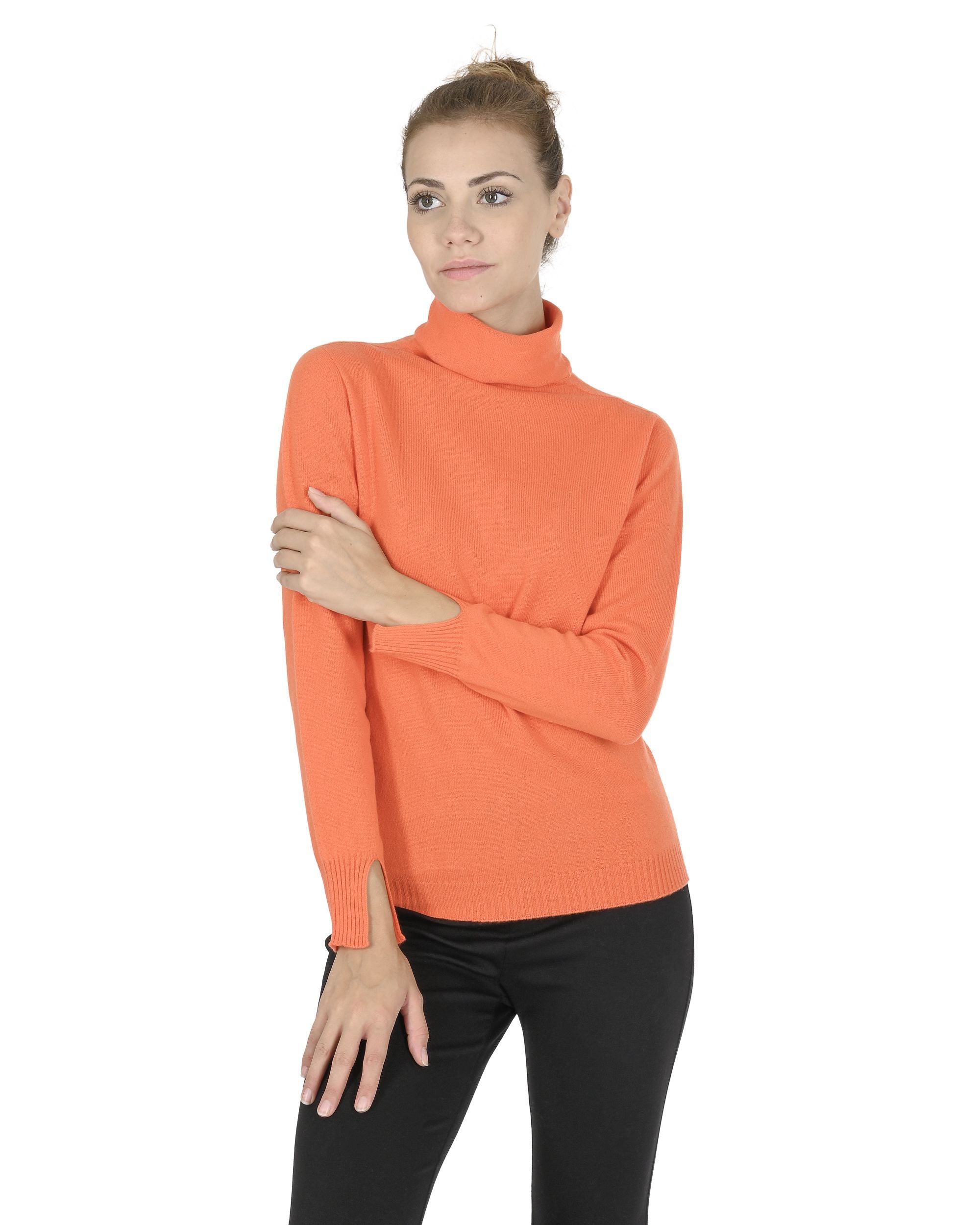 Maglione dolcevita da donna in cashmere Crown of Edinburgh COE 0023 ARANCIONE