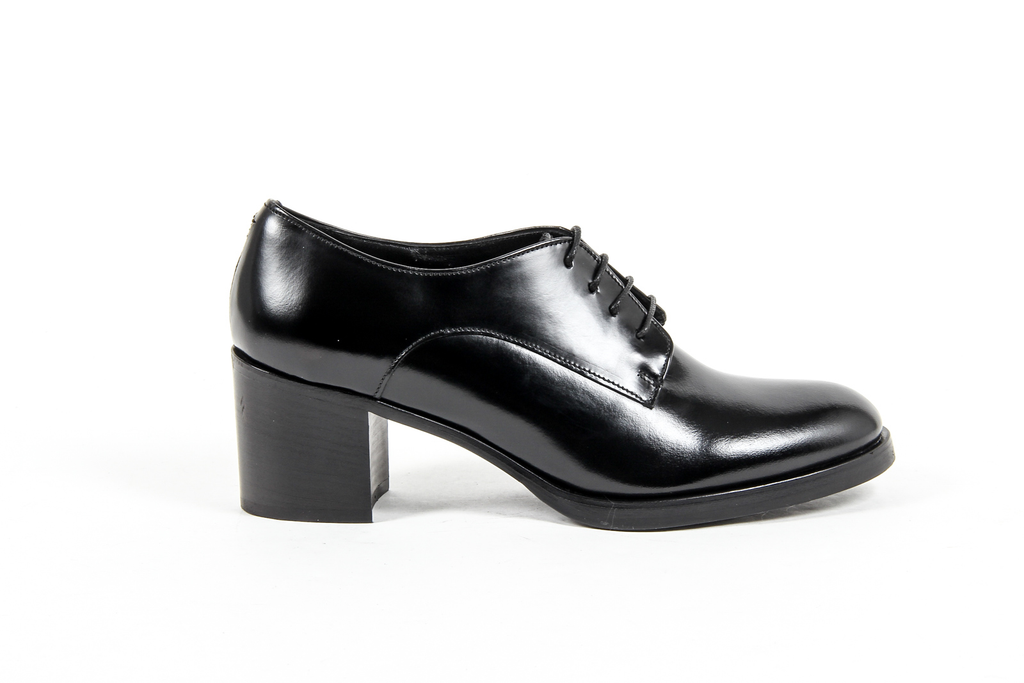 V 1969 Italia Scarpa Oxford con tacco da donna nera RITZ