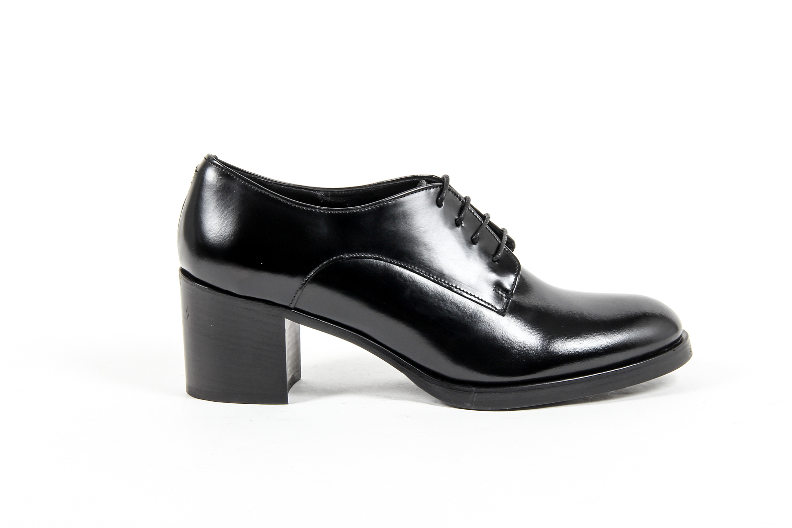 V 1969 Italia Scarpa Oxford con tacco da donna nera RITZ