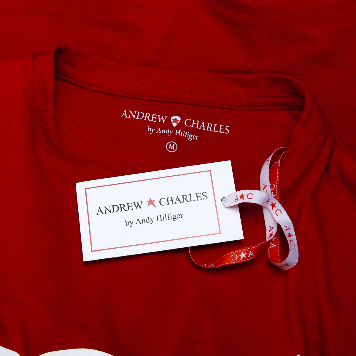 Andrew Charles Maglietta da donna a maniche corte con scollo rotondo, rossa TARANA