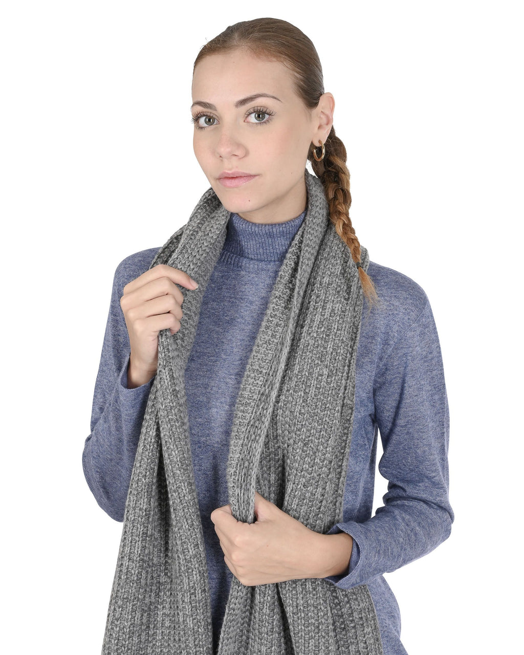 Sciarpa da donna in cashmere Crown of Edinburgh COE 0043 GRIGIO