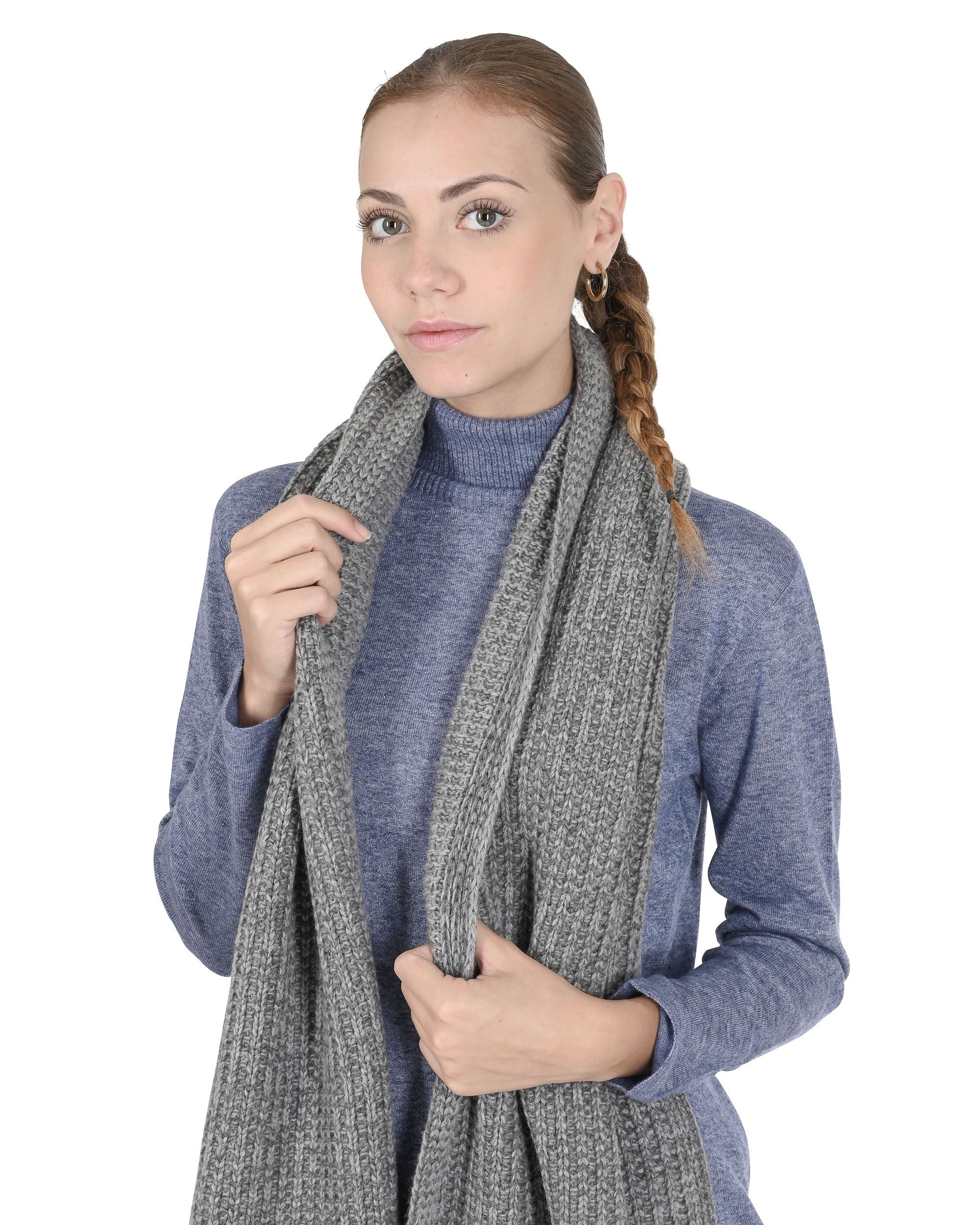 Sciarpa da donna in cashmere Crown of Edinburgh COE 0043 GRIGIO