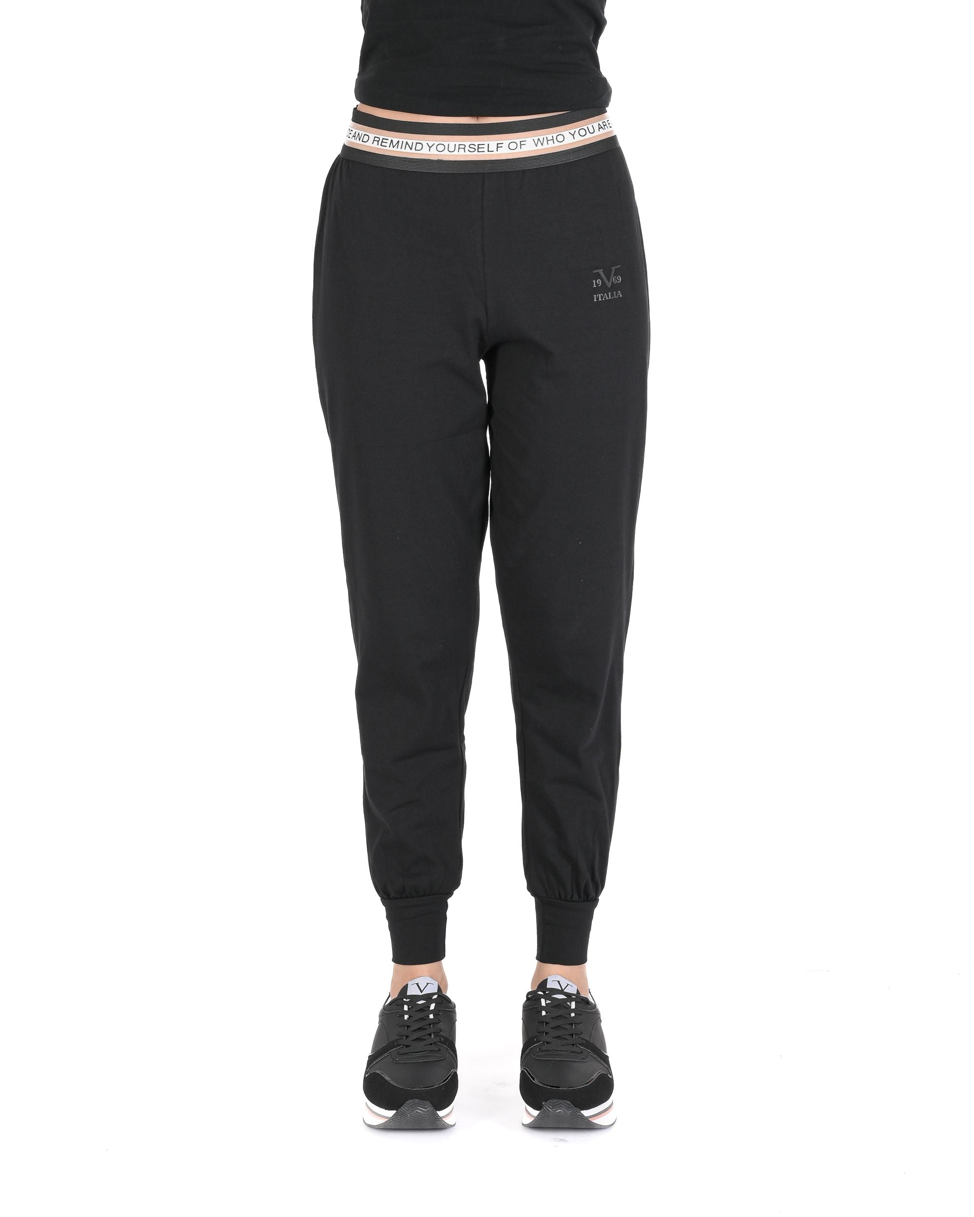 19V69 Italia Pantaloni da jogging da donna QUOTE BLACK