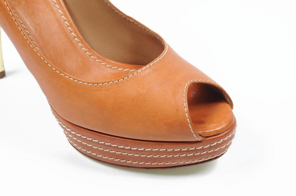 Décolleté donna Sebastian Milano punta aperta S4370 VAC CAMMELLO