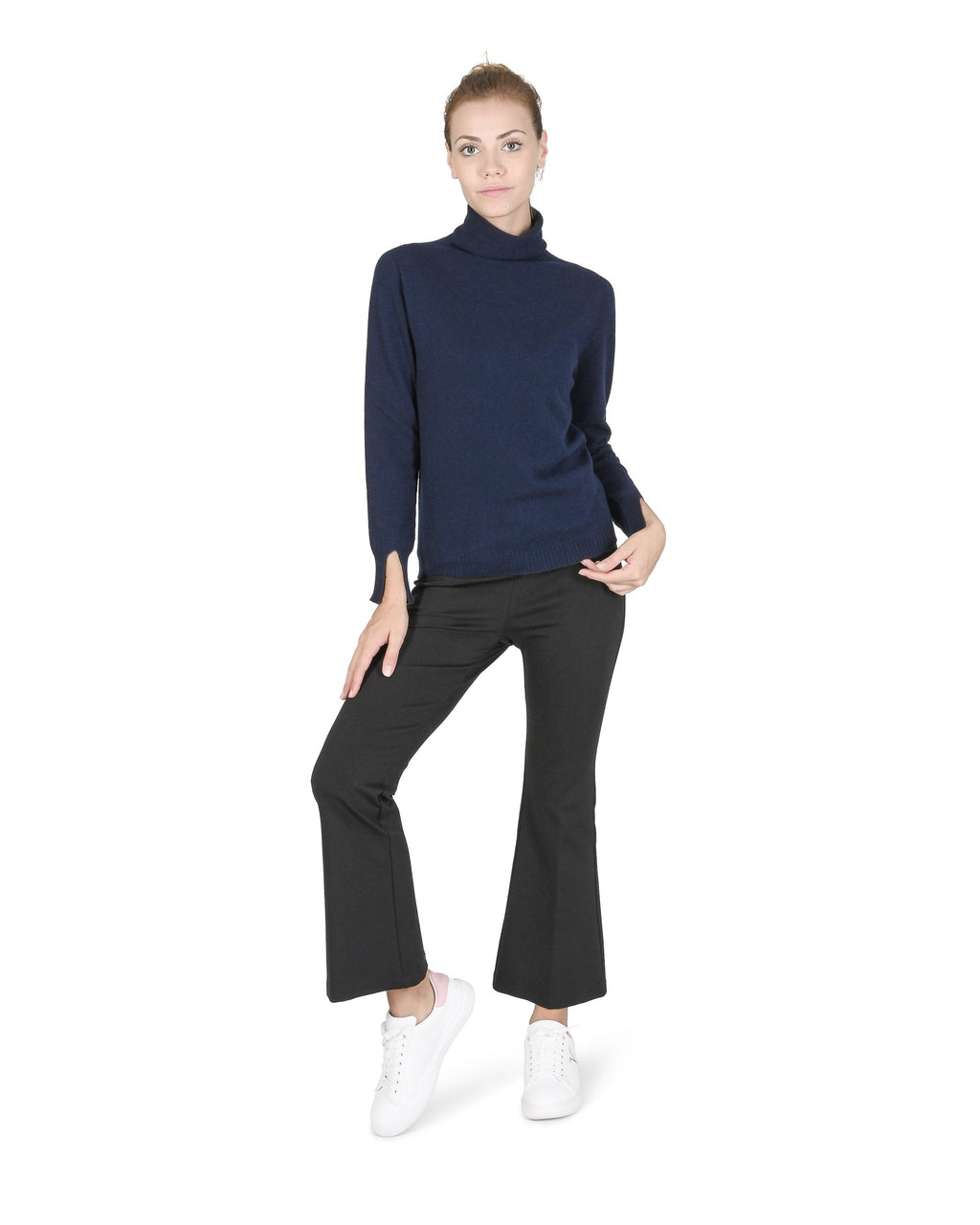 Maglione dolcevita da donna in cashmere Crown of Edinburgh COE 0023 BLU NAVY