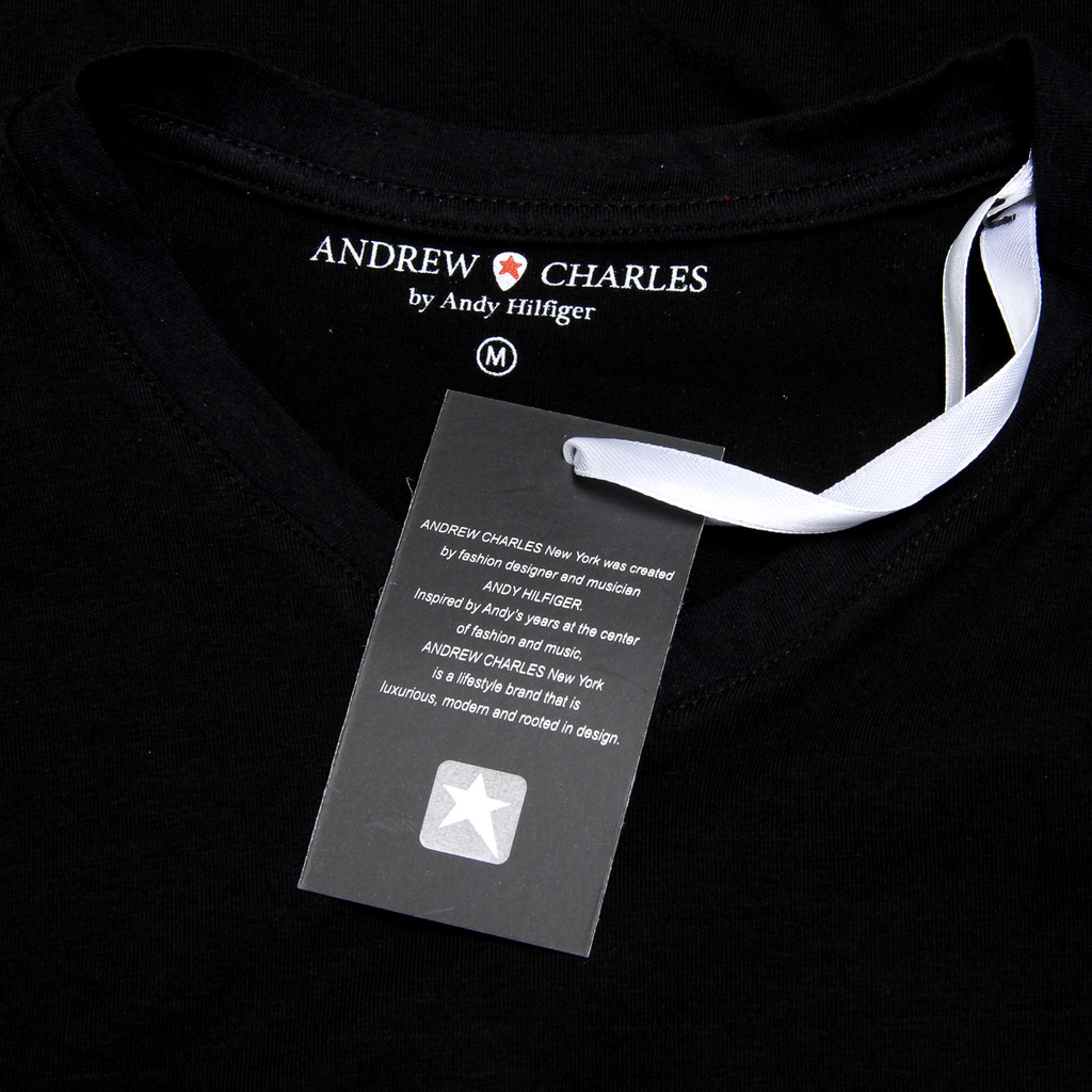 Andrew Charles Maglietta da uomo a maniche corte con scollo a V, nera KENAN